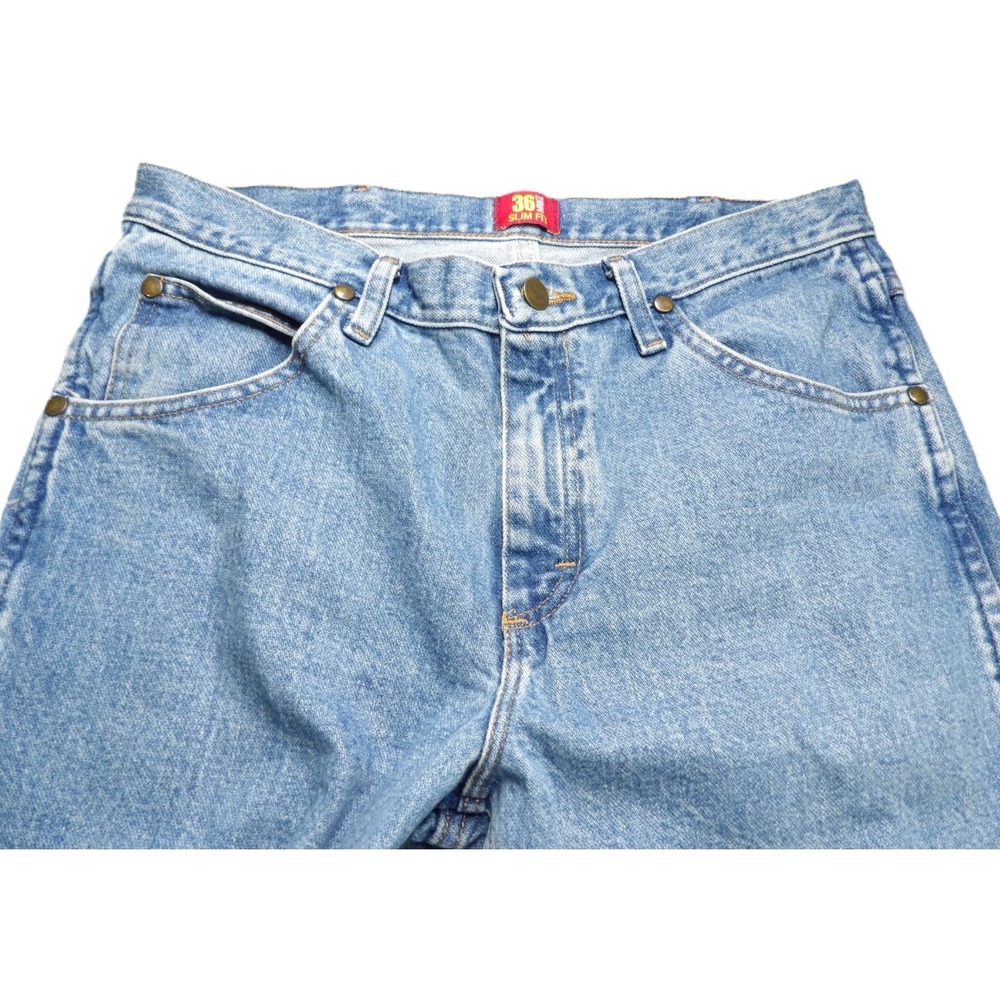 Wrangler Slim Fit Jeans Men 32x32 Medium Wash Zip Fly Cowboy Western Pants W36 - Picture 8 of 16